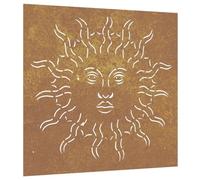 vidaXL Decoración de pared de jardín con diseño de sol, resistente a la intemperie, decoración de pared de acero corten