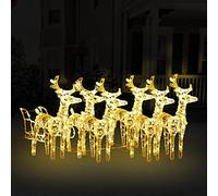 vidaXL Decoración Navideña de Renos y Trineo, Adornos con 320 LED, Luces Decorativas de Navidad, Iluminaciones para Hogar Exterior, Acrílico