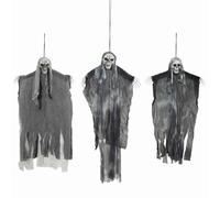 vidaXL Fantasma Colgante de Halloween 3 pcs Negro 66 x 110 cm, Fantasma Colgante para Sala de Estar, Decoraciones Góticas de Halloween, Decoración de Temporada Interior, Accesorios Espeluznantes, Exh