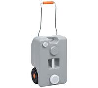 vidaXL Depósito de Agua con Ruedas para Camping Tanque Jardín Caravana Acampada Bebidas Transporte Bidón Camper Patio Aire Libre Exterior Gris