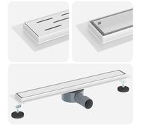 vidaXL Desagüe de Ducha 2 en 1 con sifón de 360° Plateado 60 cm, Desagüe de Ducha Ajustable, Accesorio Moderno de plomería, Cubierta de baño de Acero Inoxidable, Sistema para el hogar, Accesorio Inte