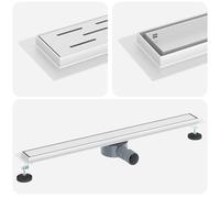 vidaXL Desagüe de Ducha 2 en 1 con sifón de 360° Plateado 80 cm, Desagüe de Ducha Ajustable, Accesorio Moderno de plomería, Cubierta de baño de Acero Inoxidable, Sistema para el hogar, Accesorio Inte