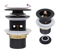 vidaXL Desagüe de Empuje Función Desbordamiento Drenajes Drenador Escurridor Grifo Tapón Tubería Fregadero Válvula de Emergencia Negro 6,4x6,4x9,1 cm