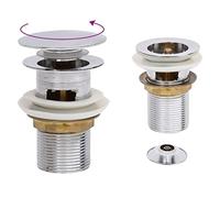 vidaXL Desagüe de Empuje Función Desbordamiento Drenajes Drenador Escurridor Grifo Tapón Tubería Fregadero Válvula de Emergencia Cromado 6,4x6,4x9,1cm