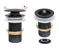 vidaXL Desagüe Empuje sin Función Desbordamiento Drenajes Drenador Escurridor Grifo Tapón Tubería Fregadero Válvula de Emergencia Negro 6,4x6,4x9,1 cm