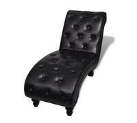 vidaXL Diván Chaise Longue Clásico Botones Poliuretano Marrón Sillón Camilla