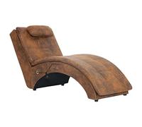 vidaXL Diván Chaise Longue Piel Ante Sintética Almohada Reposacabezas Estructura Madera Sillón Relax Tumbona Cuero Artificial Sofá Ergonómico Marrón