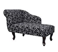 vidaXL Diván con Reposabrazos Estampado de Flores Blanco y Negro Chaise Longue