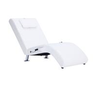 Vidaxl diván de masaje con almohada de cuero sintético blanco