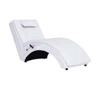 Vidaxl diván de masaje con almohada de cuero sintético blanco