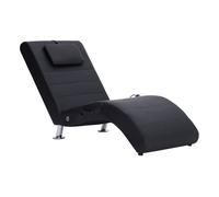 Vidaxl diván de masaje con almohada de cuero sintético negro