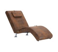 Vidaxl diván de masaje con almohada de piel de ante artificial marrón