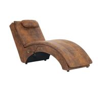 Vidaxl diván de masaje con almohada de piel de ante artificial marrón