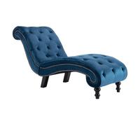 vidaXL Diván Chaise Longue Terciopelo Diseño Estilo Vintage Retro Elegante Clásico Sillón Relax Botones Tumbona Relajación Ergonómica Azul Salón Sala