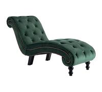 vidaXL Diván de Terciopelo Verde Mobiliario Decoración de Casa Hogar Descanso Acolchado Grueso Suave al Tacto Diseño Voluta Elegante Cómodo Ergonómico