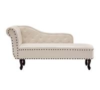 vidaXL Diván Sofá Chaise Lounge Cuero Artificial Blanco Crema Sillón Elegante