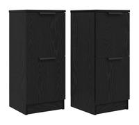 vidaXL Dos Muebles de Almacenamiento de Roble Negro con 4 Puertas 30 x 30 x 70cm de Madera Contrachapada para el Comedor y el Salón. Muebles Modernos, Autónomos, Fáciles de Montar. Unidad de Aparador