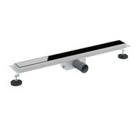 vidaXL Drenaje de ducha con cubierta de cristal negro 80cm acero inoxidable 304 cuarto de baño, rectangular, moderno, diseño, estilo, eficiente, ahorro de espacio, grifos, contemporáneo, diseño