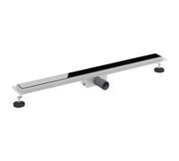 vidaXL Drenaje de ducha con cubierta de cristal negro 90cm acero inoxidable 304 baño rectangular moderno diseño estilo eficiente ahorro de espacio grifos contemporáneo, diseño, conveniencia