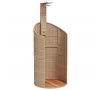 vidaXL Ducha de Exterior, Ducha con Rociador Giratorio, Ducha para Piscina, Mueble para Patio Jardín, Ratán PE y Madera Acacia Beige