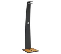 vidaXL Ducha de Exterior, Ducha con Rociador Giratorio, Ducha para Piscina, Mueble para Patio Jardín, Ratán PE y Madera Acacia Negro