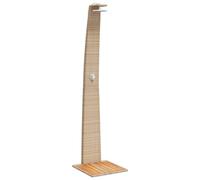 vidaXL Ducha de Exterior, Ducha con Rociador Giratorio, Ducha para Piscina, Mueble para Patio Jardín, Ratán PE y Madera Acacia Beige