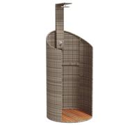 vidaXL Ducha de Exterior, Ducha con Rociador Giratorio, Ducha para Piscina, Mueble para Patio Jardín, Ratán PE y Madera Acacia Gris
