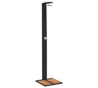 vidaXL Ducha de Exterior, Ducha con Rociador Giratorio, Ducha para Piscina, Mueble para Patio Jardín, Ratán PE y Madera Acacia Negro
