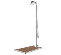 vidaXL Ducha de Jardín con Base Soporte Patio Exterior Playa Piscina Torre Camping Refrescante Aire Libre Moderno Marrón 230 cm Acero Inoxidable
