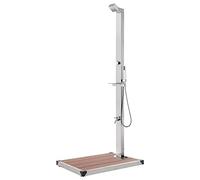 vidaXL Ducha de Jardín con Base Soporte Exterior Patio Piscina Playa Torre Camping Refrescante Aire Libre Moderno Marrón 225 cm Acero Inoxidable