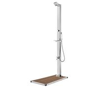 vidaXL Ducha de Jardín con Base Soporte Patio Exterior Playa Piscina Torre Camping Refrescante Aire Libre Moderno Marrón 225 cm Acero Inoxidable