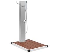 vidaXL Ducha de Jardín con Plato Sistema Protección Higiénica Duradera Resistente Multiuso Bonito Curvado Panel con Base Acero Inoxidable WPC