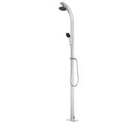 vidaXL Ducha de Jardín Grifo Soporte Patio Exterior Piscina Playa Teleducha Torre Solar Camping Aire Libre Moderno de Aluminio 215 cm