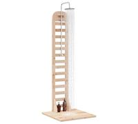 vidaXL Ducha exterior 223 cm Madera maciza de pino y acero inoxidable, Ducha exterior ajustable, moderna, resistente al tiempo, estación de acero inoxidable, solución para higiene en piscina