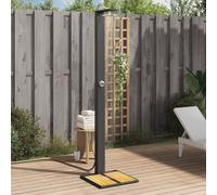 vidaXL Ducha de Exterior, Ducha con Rociador Giratorio, Ducha para Piscina, Mueble para Patio Jardín, Ratán PE y Madera Acacia Negro