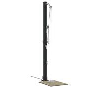 vidaXL Ducha Solar al Aire Libre 20 l PVC y Aluminio Negro | Los apoyabrazos manuales te dejan poner la altura a tu gusto, Hecha de plástico sintético impermeable y metal,