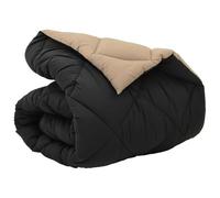 vidaXL Edredón de Invierno Negro y Tono Arena 220 x 155 cm Microfibra, Dormitorio, Rectangular, Minimalista, Ligero, Transpirable, Diseño para Confort, Estética Moderna y Funcionalidad en Armonía