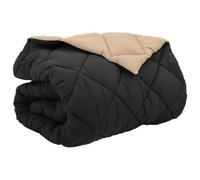 vidaXL Edredón de Invierno Negro y Tono Arena 220 x 200 cm Microfibra, Dormitorio, Rectangular, Minimalista, Ligero, Transpirable, Diseño para Confort, Estética Moderna y Funcionalidad en Armonía