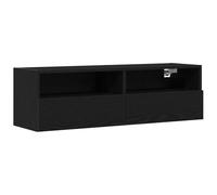 vidaXL Elegante centro de entretenimiento de roble negro montado en la pared, soporte de TV con estantes integrados y cajones tradicionales para sala de estar, centro de medios, gabinete, decoración