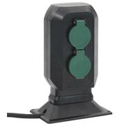 vidaXL Enchufe de exterior con estaca 4 vías negro verde 15,5x11x24 cm, toma de corriente exterior, toma de corriente de jardín, toma de corriente de exteriores
