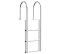 vidaXL Escalera de Aluminio de 3 Pasos - 45 x 11.5 x 134 cm, Acabado Anodizado Plata, Pedales Antideslizantes, Diseño Ergonómico, para Uso Interior/Exterior, Incluye Hardware de Montaje, Resistente