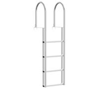 vidaXL Escalera de Aluminio de 4 escalones, 45 x 11.5 cm, 162 cm, Antideslizante y ergonómica. Tiene un Acabado Plateado, Ideal para Uso en Interiores y Exteriores. Incluye el Hardware para Sujetar