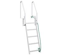vidaXL Escalera de Muelle de 5 peldaños Plateado 58 x 77 x 191 cm, Escalera de Aluminio Moderna para Jardín y Terraza, Acceso Marino Duradero, Fácil de Usar, Seguridad Aflipable