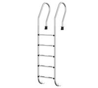 vidaXL Escalera de piscina enterrada con 5 peldaños antideslizantes para interiores y exteriores, fácil montaje, 54 x 38 x 211 cm, acero inoxidable 304