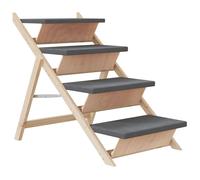 vidaXL Escalera para perros madera maciza de abeto gris 105x47 cm