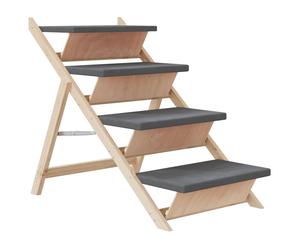 vidaXL Escalera para perros madera maciza de abeto gris 105x47 cm