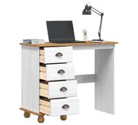 vidaXL Escritorio ASKIM con cajones Blanco 95x40x75 cm Madera sólida Pino