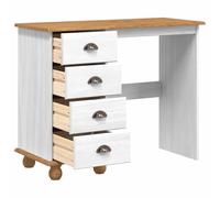 vidaXL Escritorio ASKIM con cajones Blanco 95x40x75 cm Madera sólida Pino