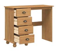vidaXL Escritorio 'ASKIM'Con Cajones Madera Sólida 95X40 cm Marrón Claro Ideal para Oficina en Casa y Estudio Cuatro Almacenamientos Espaciosos Duradero Mesa de Escritura Elegante Roble Muebles de E