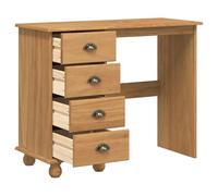 vidaXL Escritorio 'ASKIM'Con Cajones Madera Sólida 95X40 cm Marrón Claro Ideal para Oficina en Casa y Estudio Cuatro Almacenamientos Espaciosos Duradero Mesa de Escritura Elegante Roble Muebles de Es